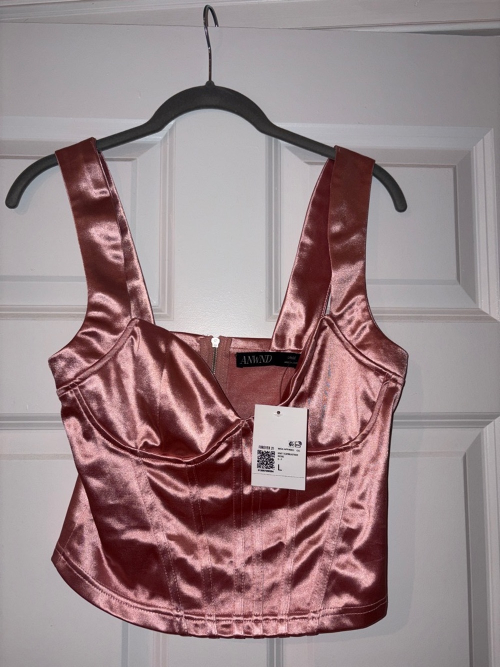 Forever 21 Rose Pink Satin Corset Tank Top